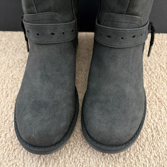 NWT MUK LUKS Women's Gray Mid-Calf Boots Size 7 Knit Cuff Side Zip Memory Foam - Picture 4 of 16
